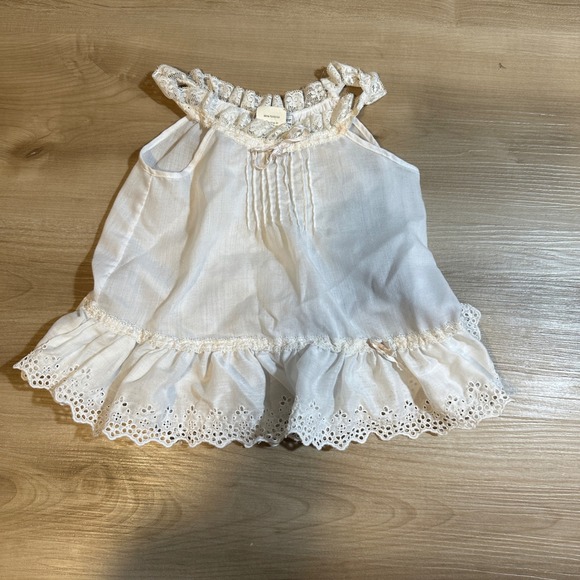 Christian Dior Baby Top 2T White Lace Ruffle Eyelet Trim Vintage - Picture 2 of 9